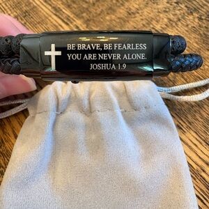 #94 - New Black Inspirational Bracelet with Cross
